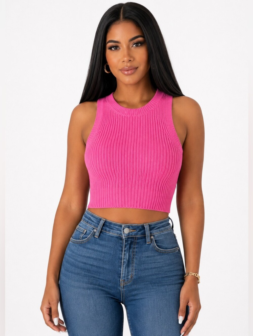 H&M Pink Ribbed Knit Open Back Tie Sweater Vest - XS.